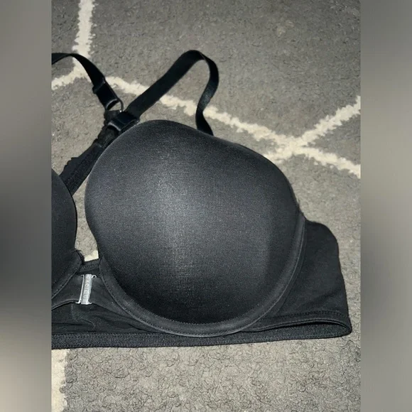 Cacique Front-Close Cotton Boost Plunge Black Bra Size 44C - Picture 5 of 8